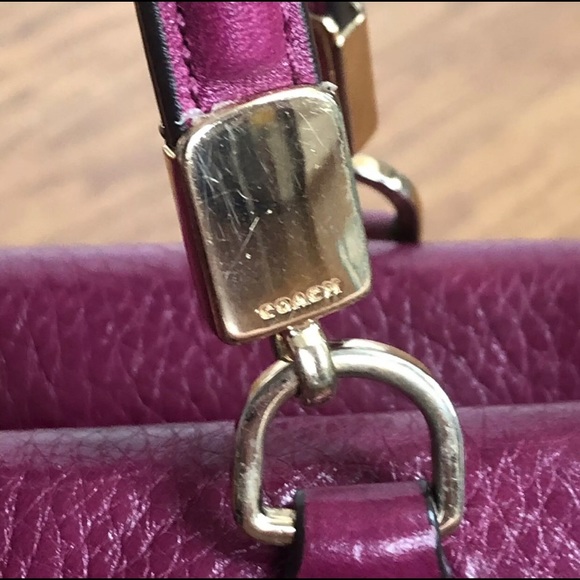 Coach Magenta Leather Mini Satchel w Strap Handbag - Picture 8 of 8